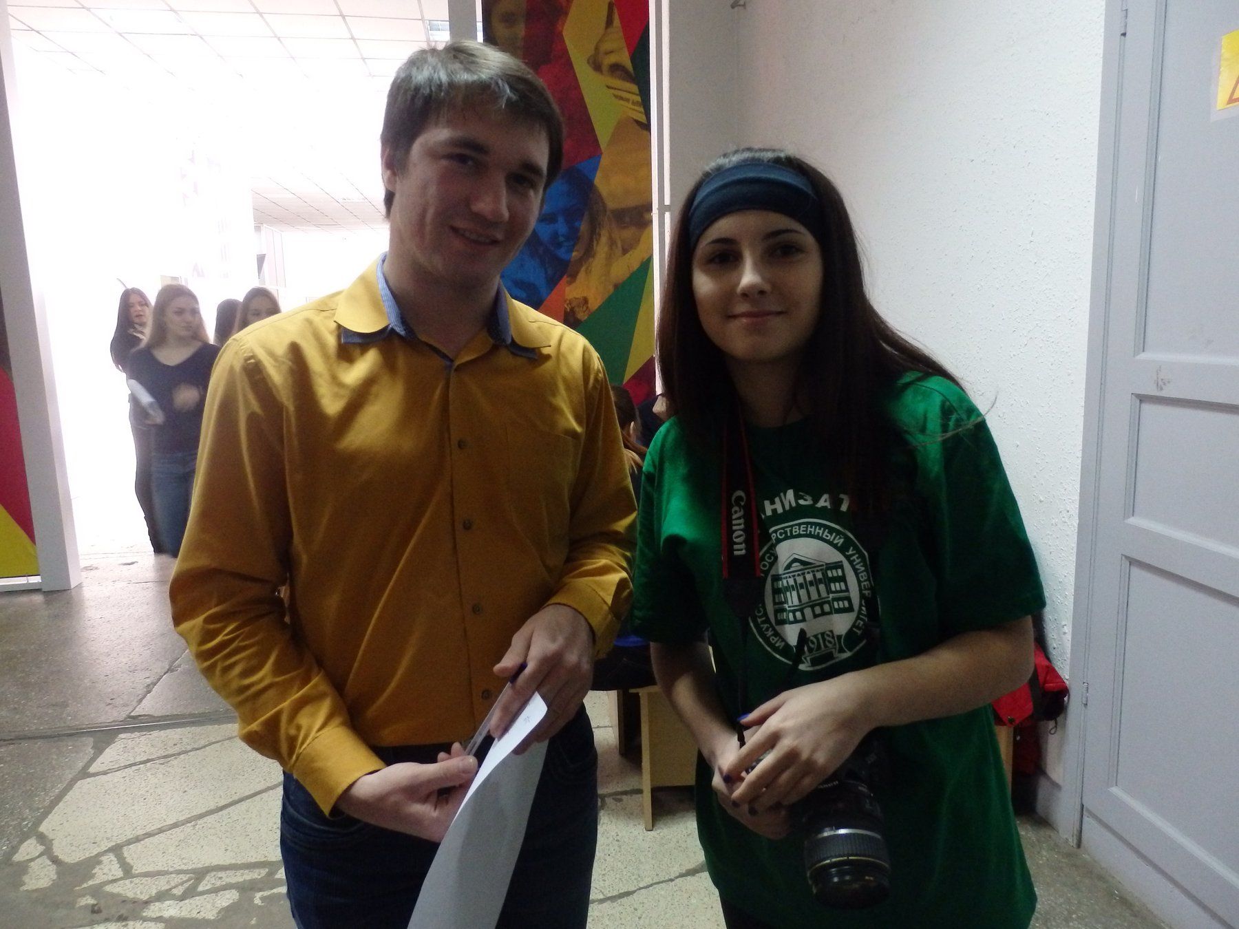 главный судья турнира - Григорьев Елисей и наш председатель профбюро географического факультета Аленка Василив